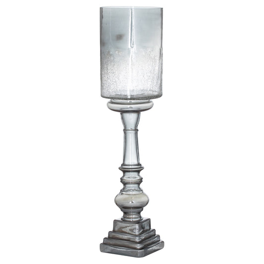 Large Smoked Glass Crackled Top Candle Holder 60cm