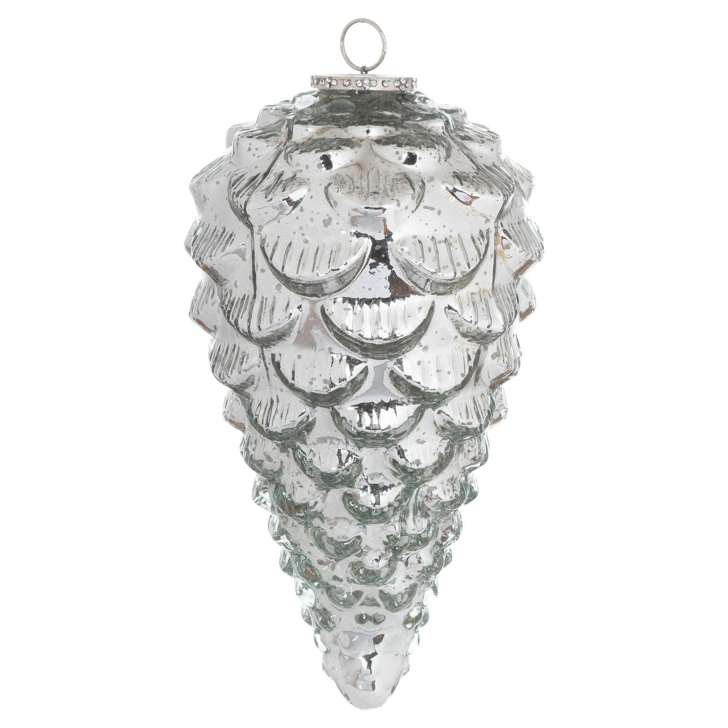 Extra Large Silver Pinecone Hanging Bauble 25cm