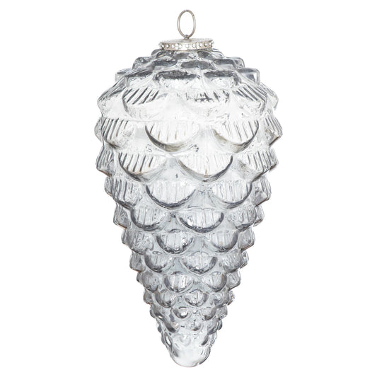 Extra Large Smoked Glass Pinecone Hanging Bauble 25cm