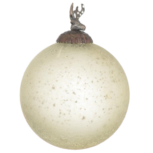 Medium Silver Stag Top Christmas Tree Bauble 13cm