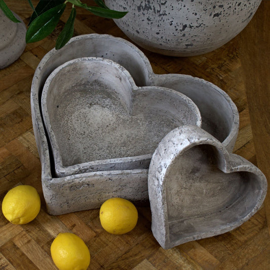 Grey Heart-Shaped Ceramic Storage Dishes