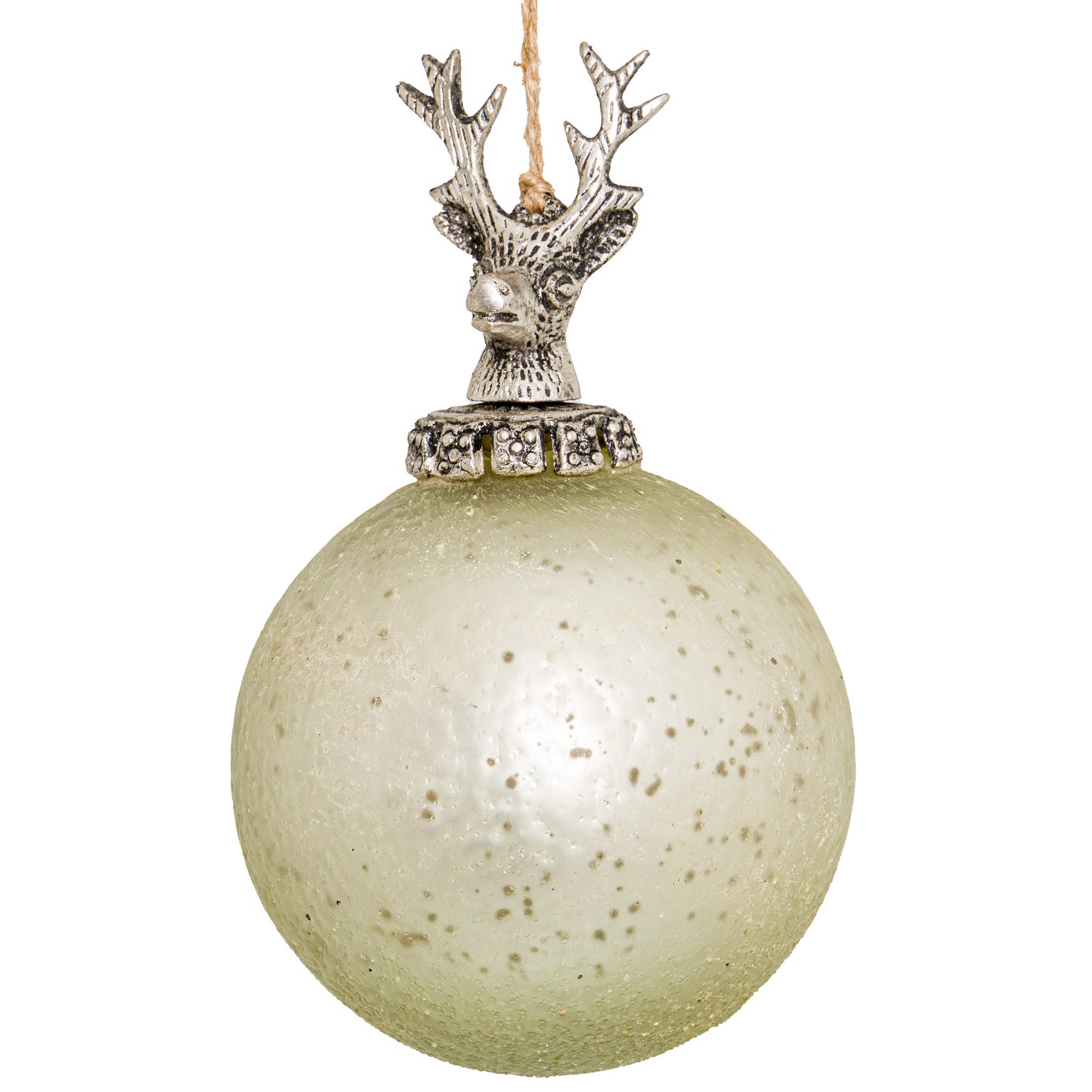 Large Silver Dappled Stag Top Christmas Tree Bauble 16cm