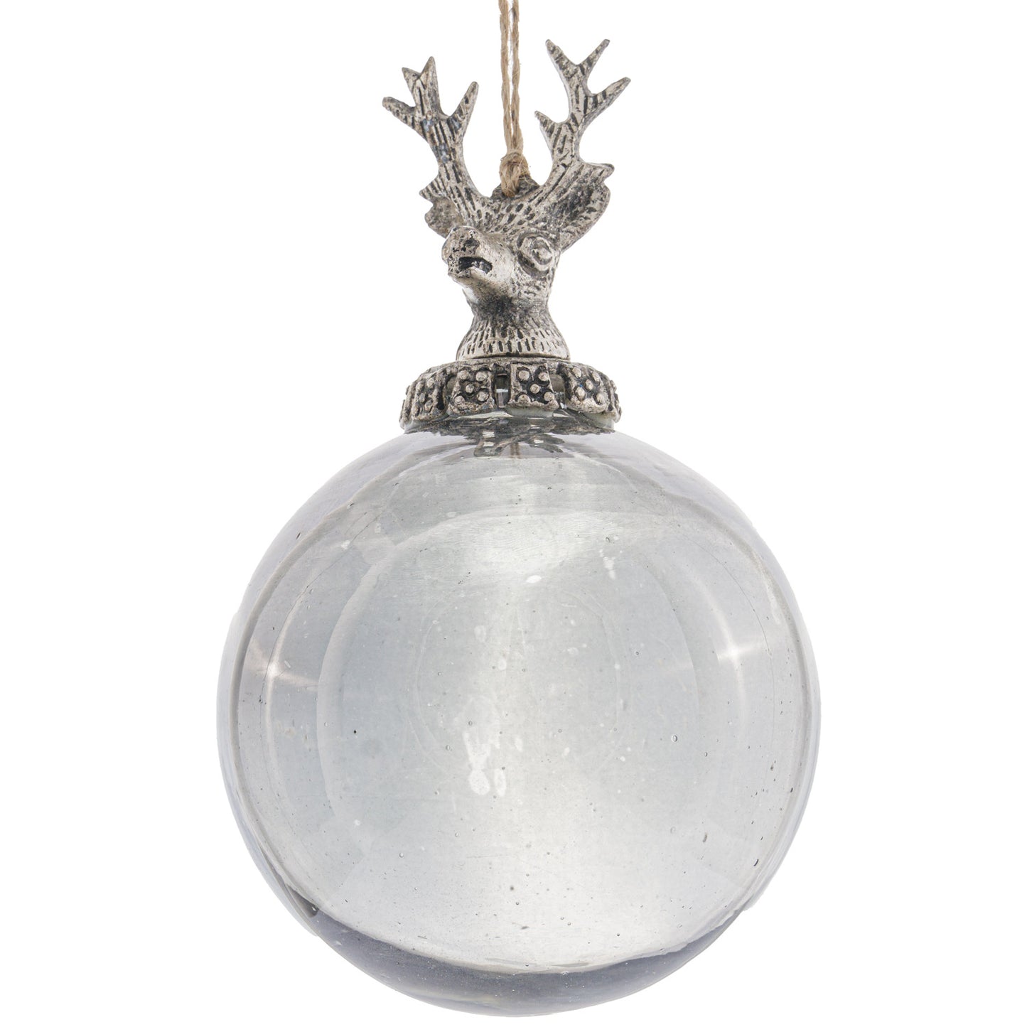 Large Smoked Glass Stag Top Hanging Bauble 16cm