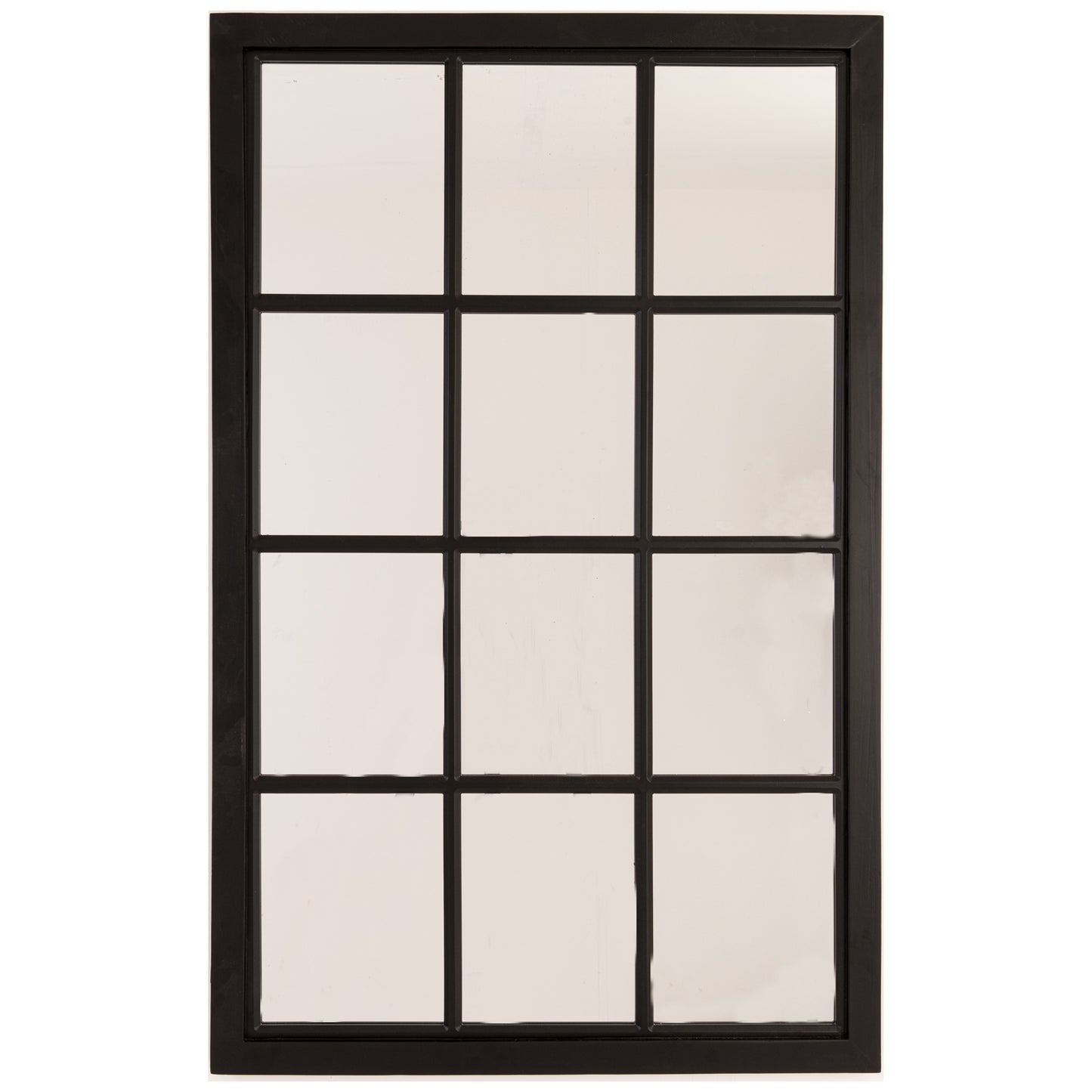 Black Wooden Window Pane Wall Mirror 76x120cm