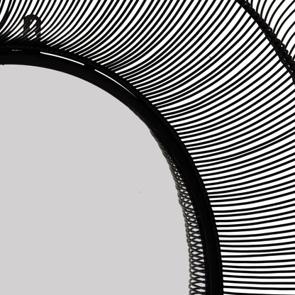 Round Black 3D Wireframe Wall Mirror 120cm
