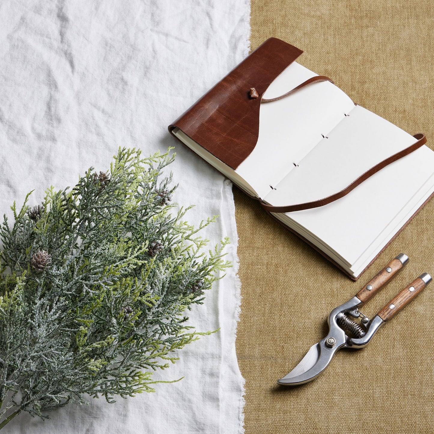 Frosted Pine Spray Stem with Pinecones