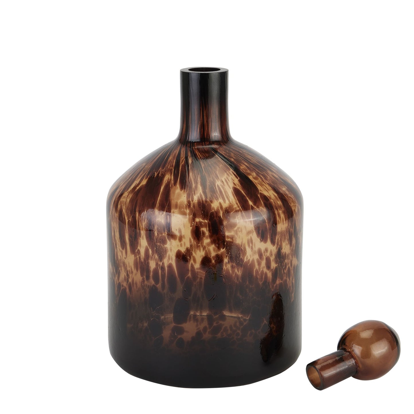 Amber & Black Tortoiseshell Decorative Bottle with Stopper 33x18cm