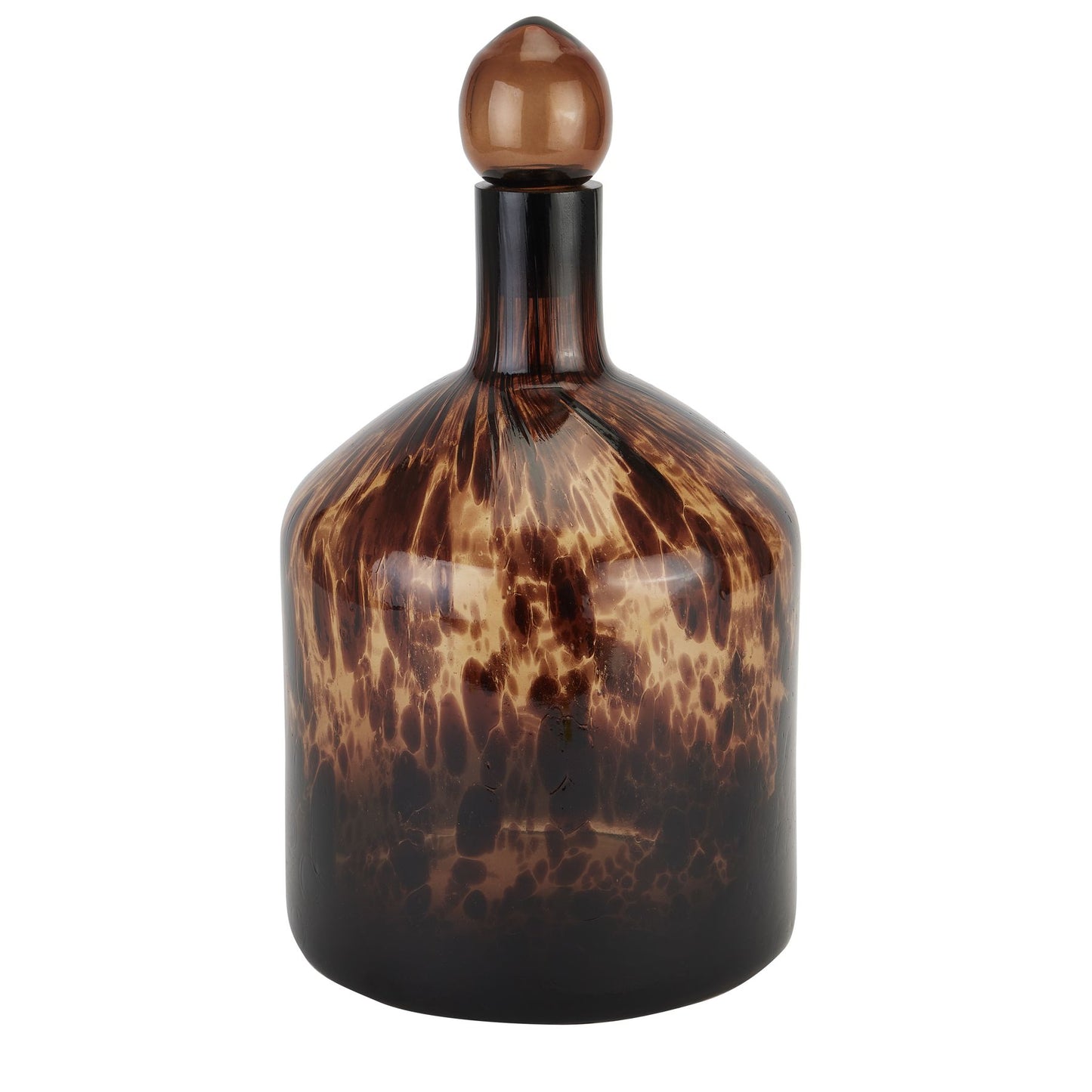 Amber & Black Tortoiseshell Decorative Bottle with Stopper 33x18cm