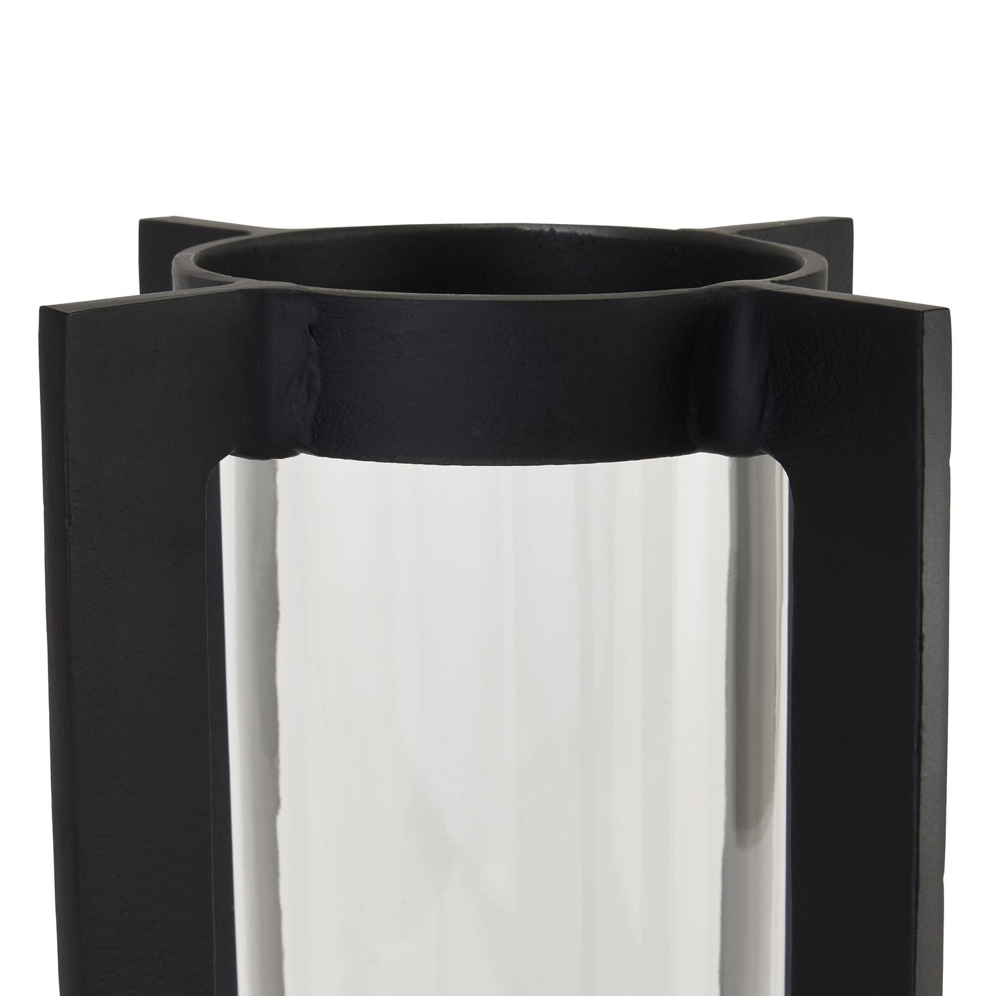 Small Black Contemporary Open Frame Hurricane Candle Holder – Click Style