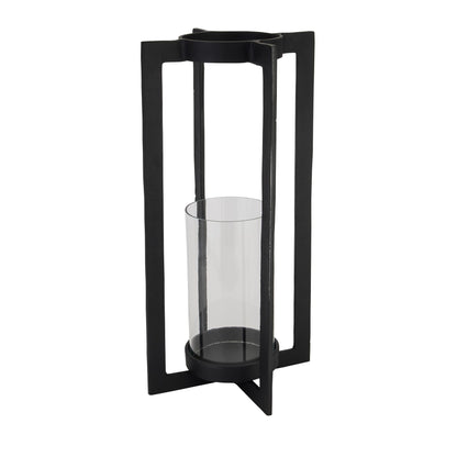 Large Black Contemporary Open Frame Hurricane Candle Holder – Click Style