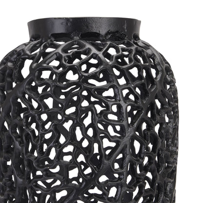 Matt Black Cast Lattice Floor Vase 90x31cm