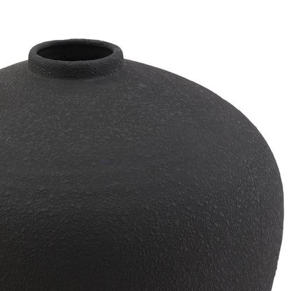 Matt Black Ceramic Rotund Vase 38x39cm