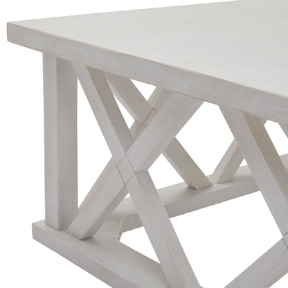 Coastal Distressed White Square Coffee Table 100cm