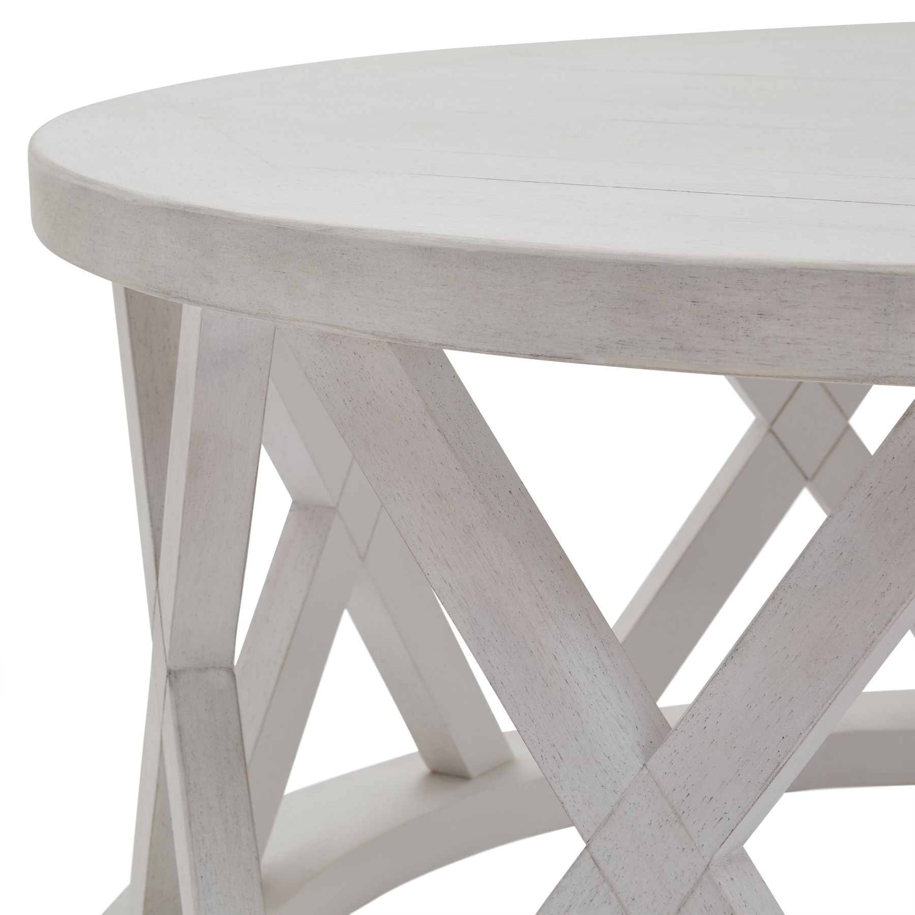 Distressed white deals round coffee table