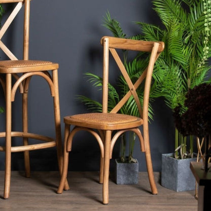 Light Oak Dining Chair with Cross Back