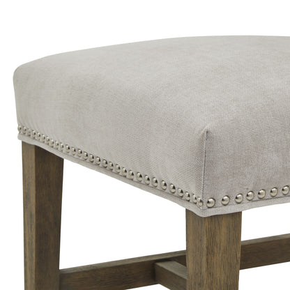 Soft Grey Fabric Dining Chair with Riveted Edge