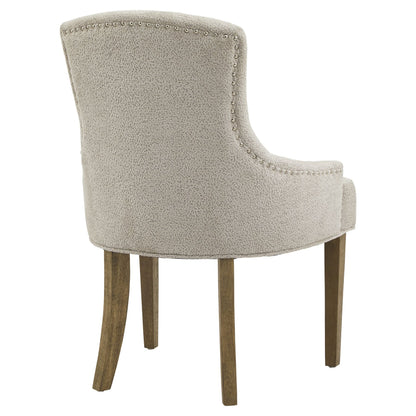 Riveted Cashmere Beige Bouclé Fabric Dining Chair