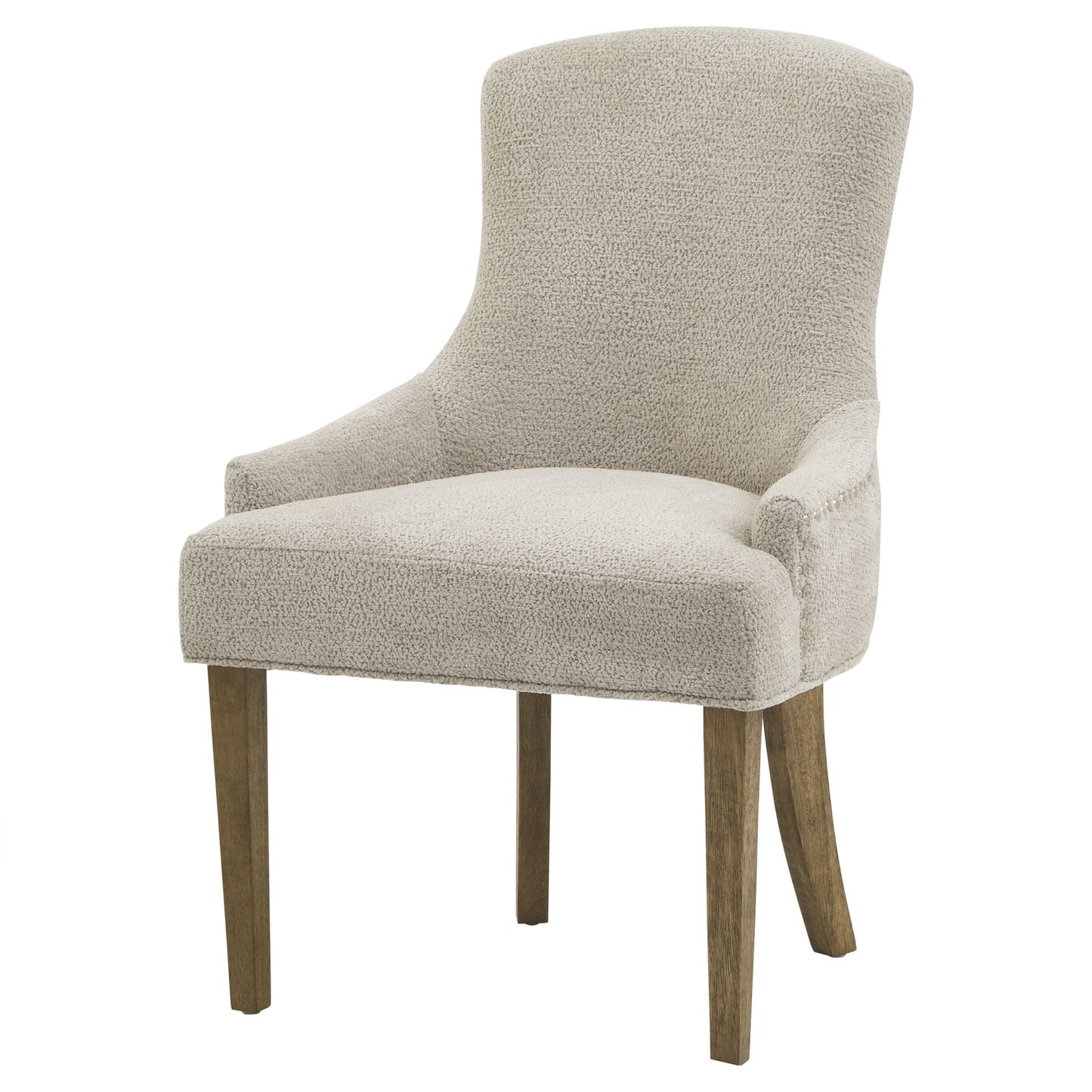 Riveted Cashmere Beige Bouclé Fabric Dining Chair