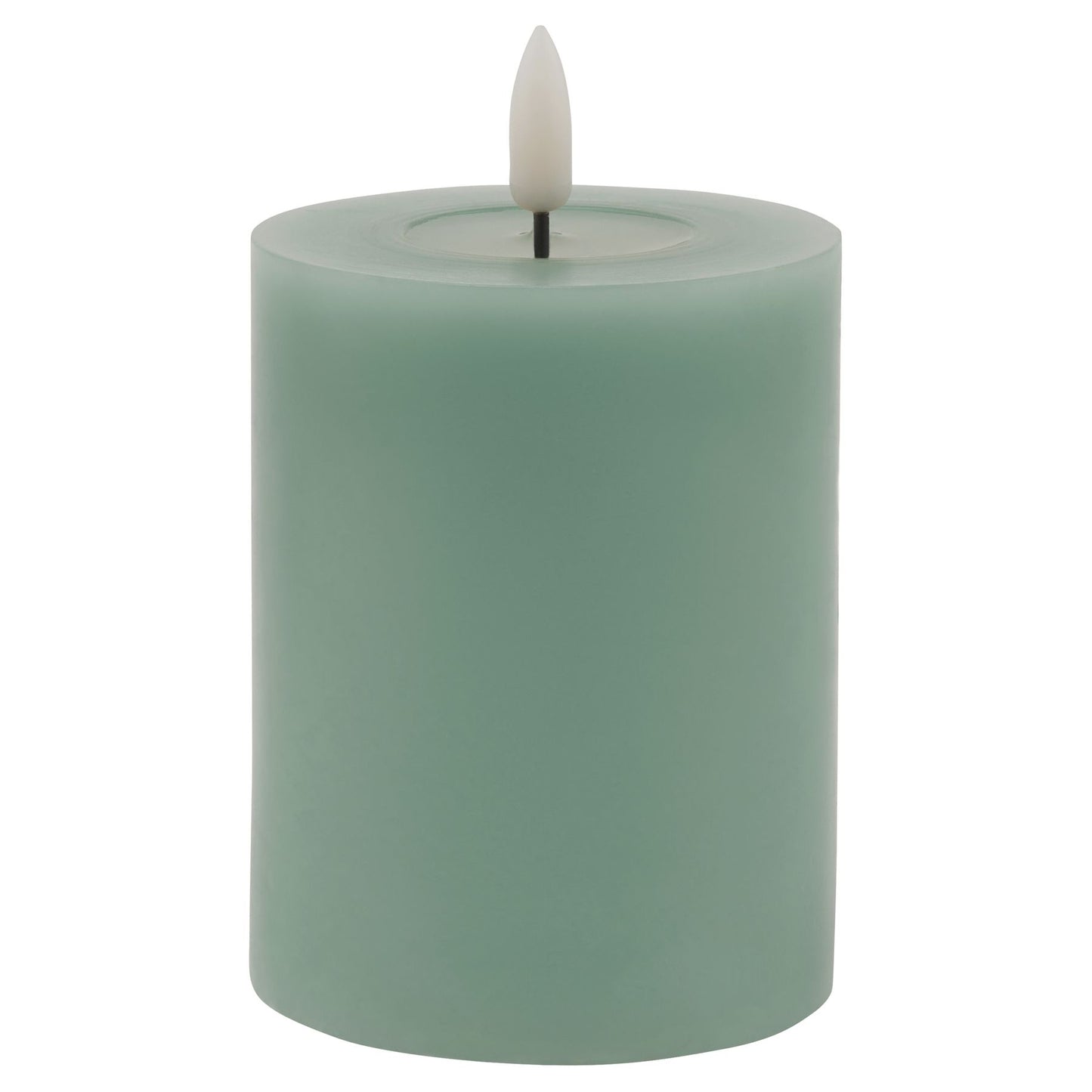 Sage Green LED Pillar Candle with Flickering Flame 10x8cm – Click Style