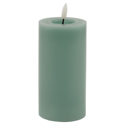 Sage Green LED Pillar Candle with Flickering Flame 15x8cm – Click Style