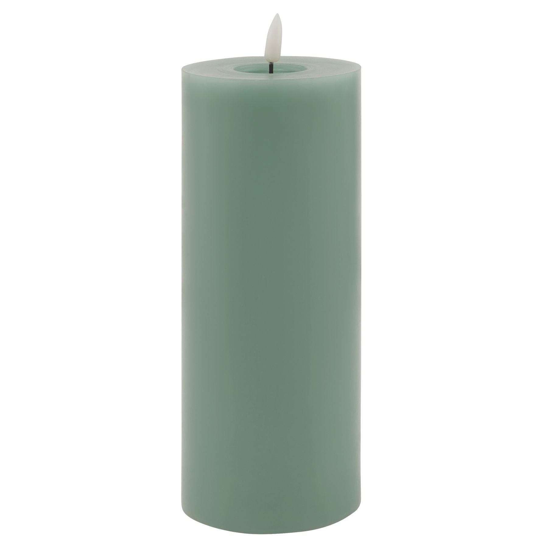 Sage Green LED Pillar Candle with Flickering Flame 23x9cm – Click Style