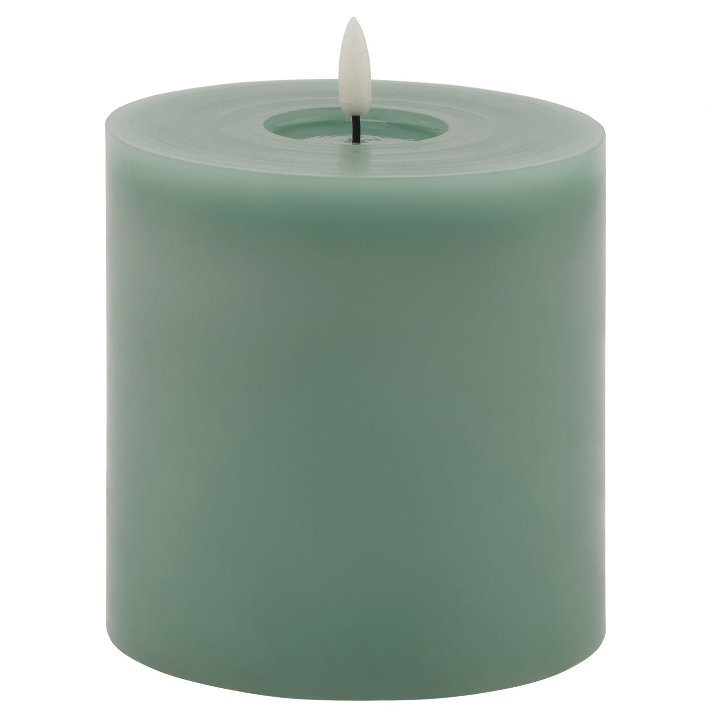 Sage Green LED Pillar Candle with Flickering Flame 13x13cm – Click Style