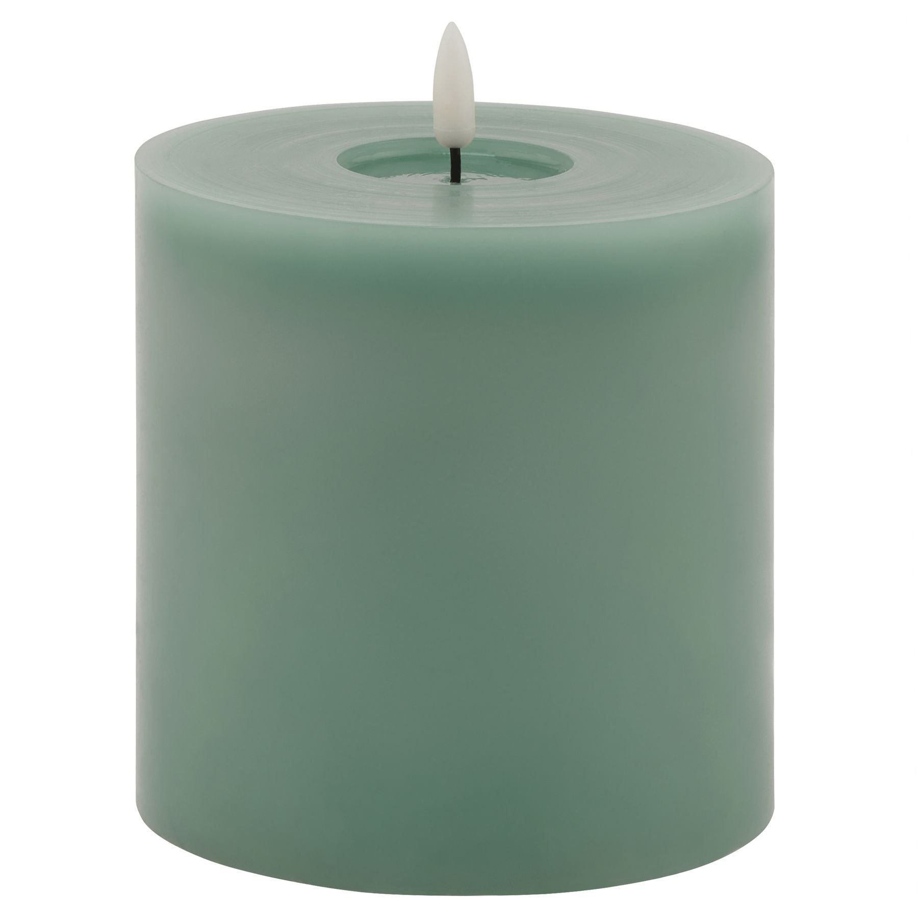 Sage Green LED Pillar Candle with Flickering Flame 13x13cm – Click Style