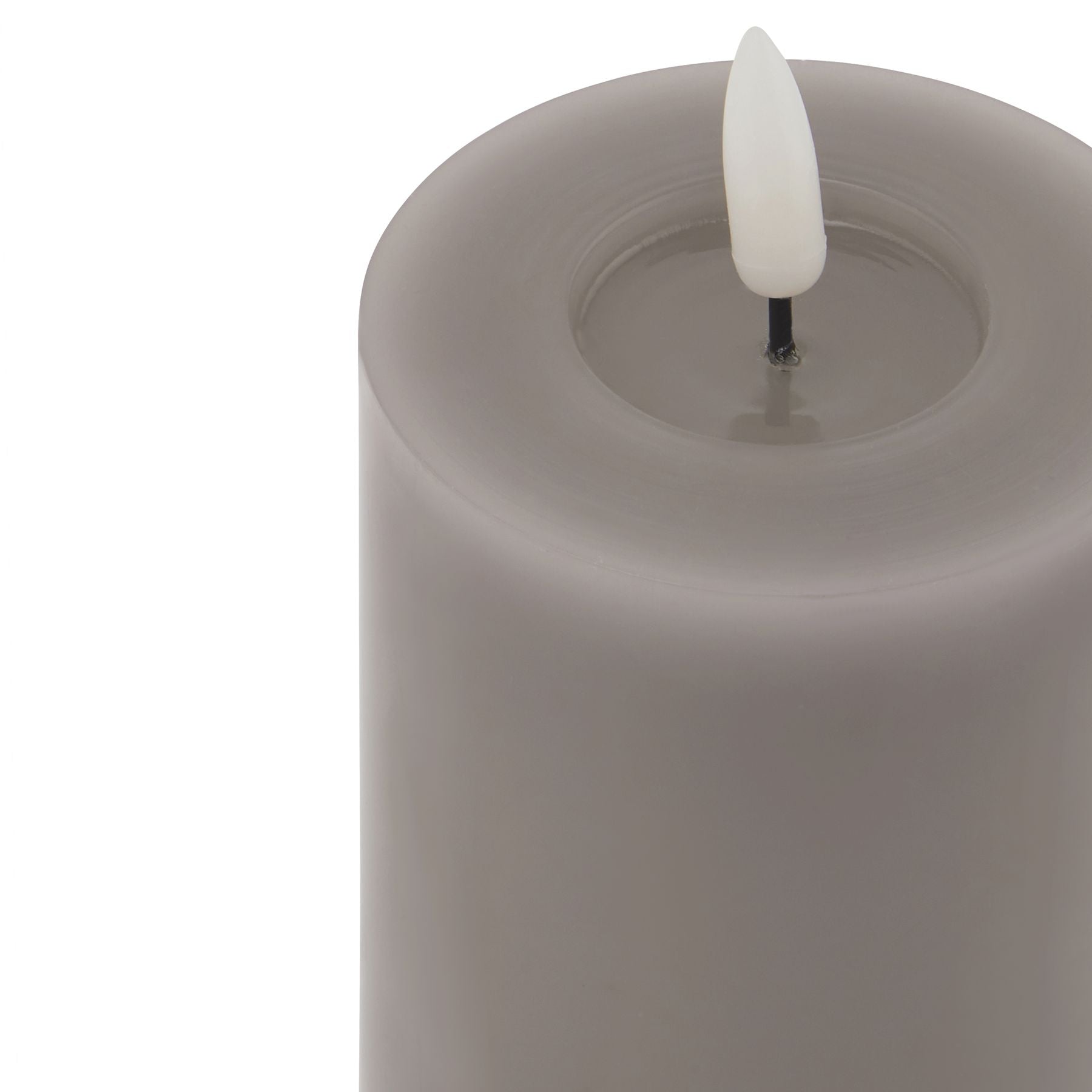 Grey LED Pillar Candle with Flickering Flame 10x8cm – Click Style