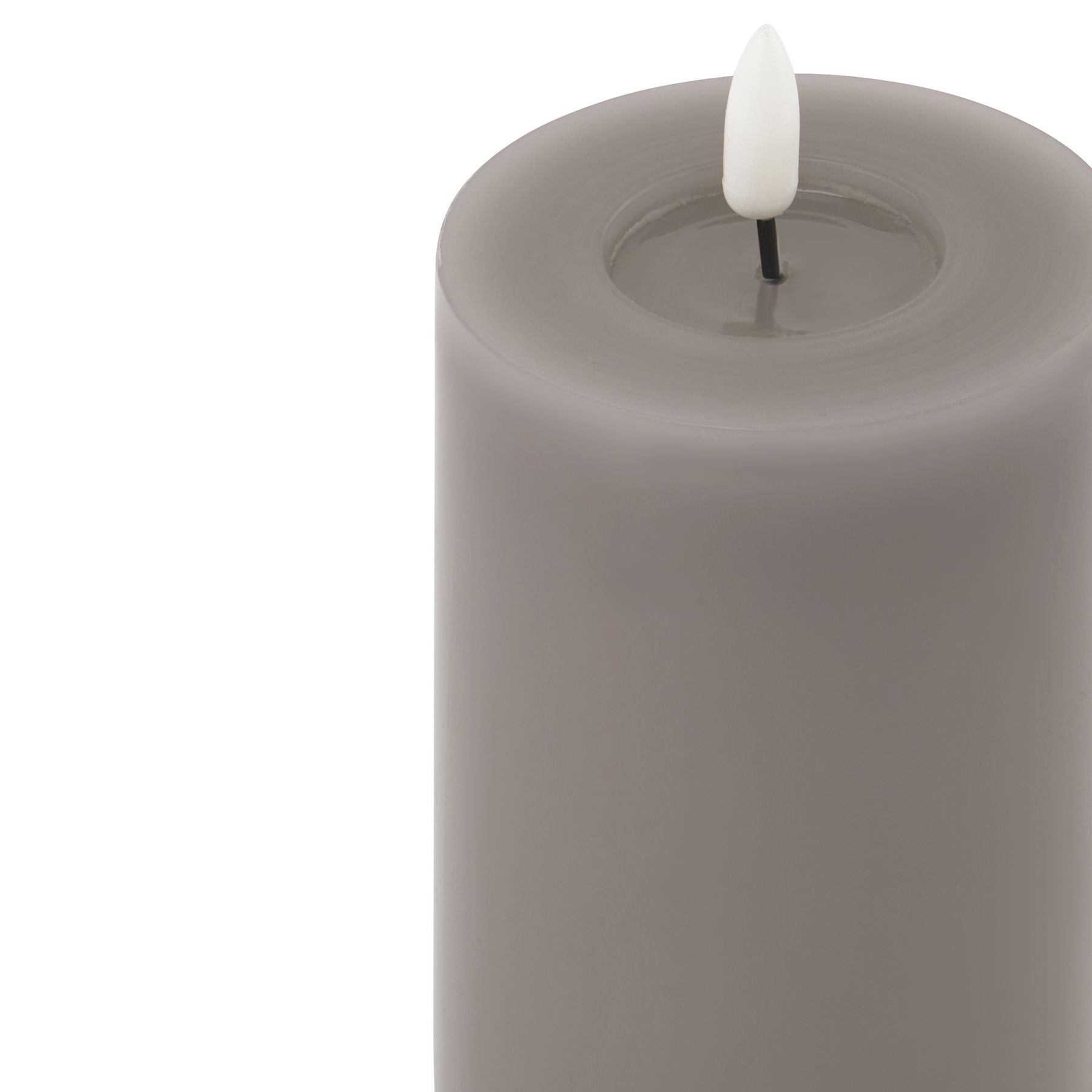 Grey LED Pillar Candle with Flickering Flame 15x8cm – Click Style
