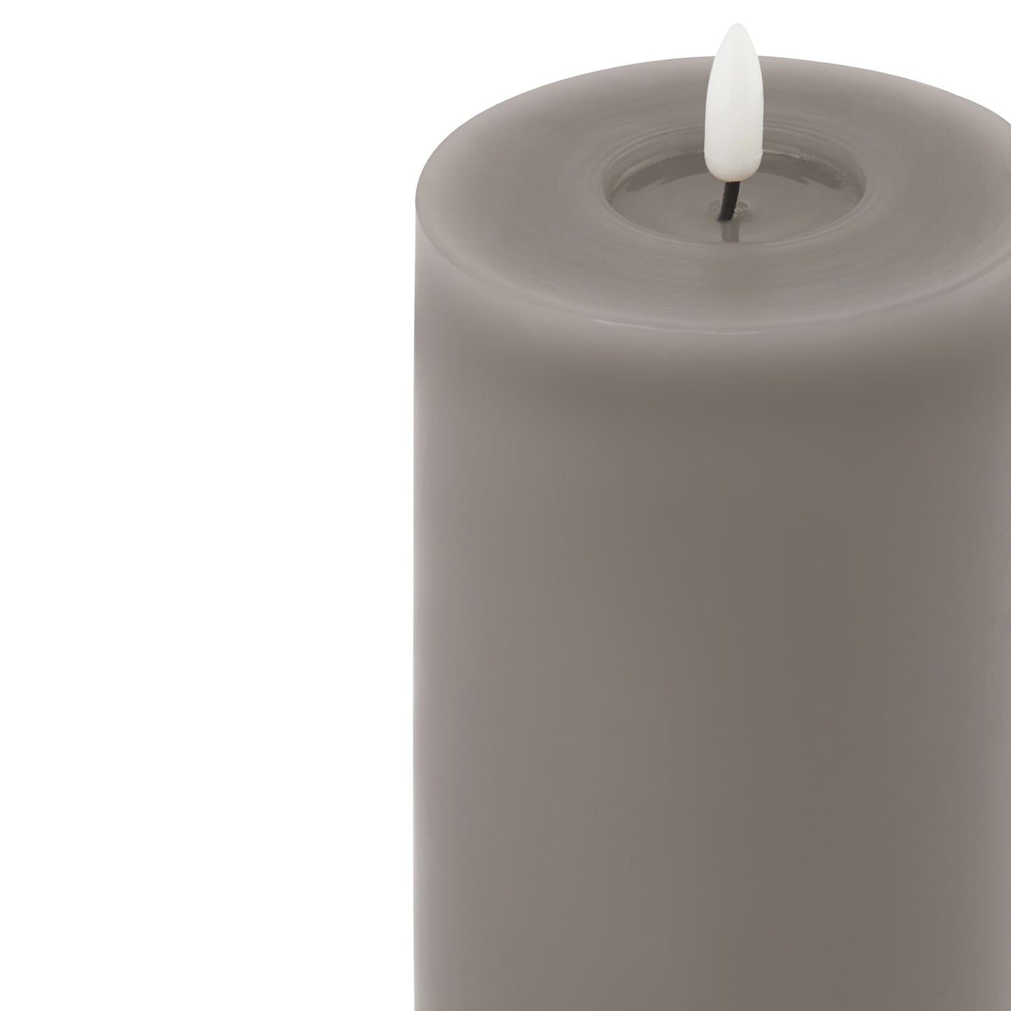 Grey LED Pillar Candle with Flickering Flame 23x9cm – Click Style