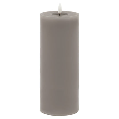 Grey LED Pillar Candle with Flickering Flame 23x9cm – Click Style