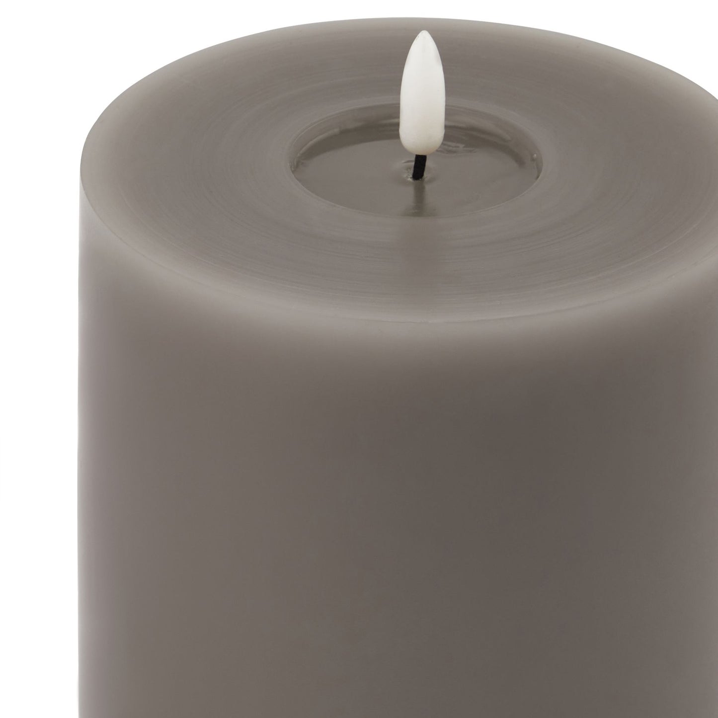 Grey LED Pillar Candle with Flickering Flame 13x13cm – Click Style