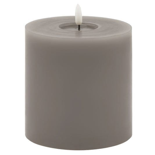 Grey LED Pillar Candle with Flickering Flame 13x13cm – Click Style