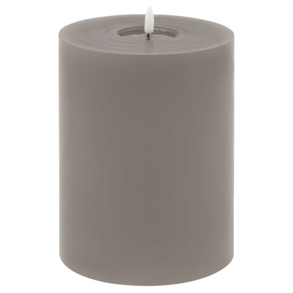 Grey LED Pillar Candle with Flickering Flame 20x15cm – Click Style