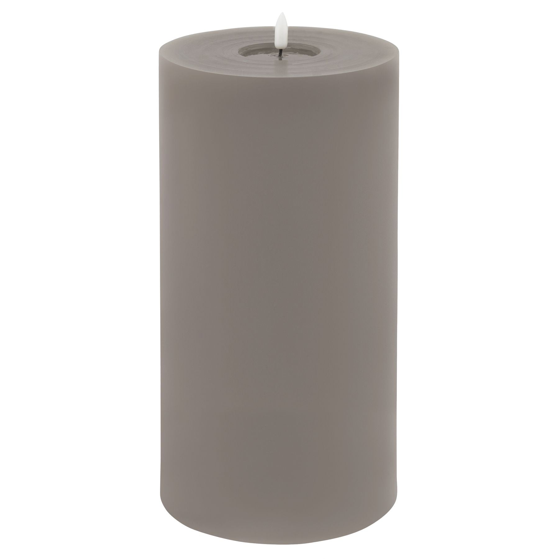 Grey LED Pillar Candle with Flickering Flame 30x15cm – Click Style