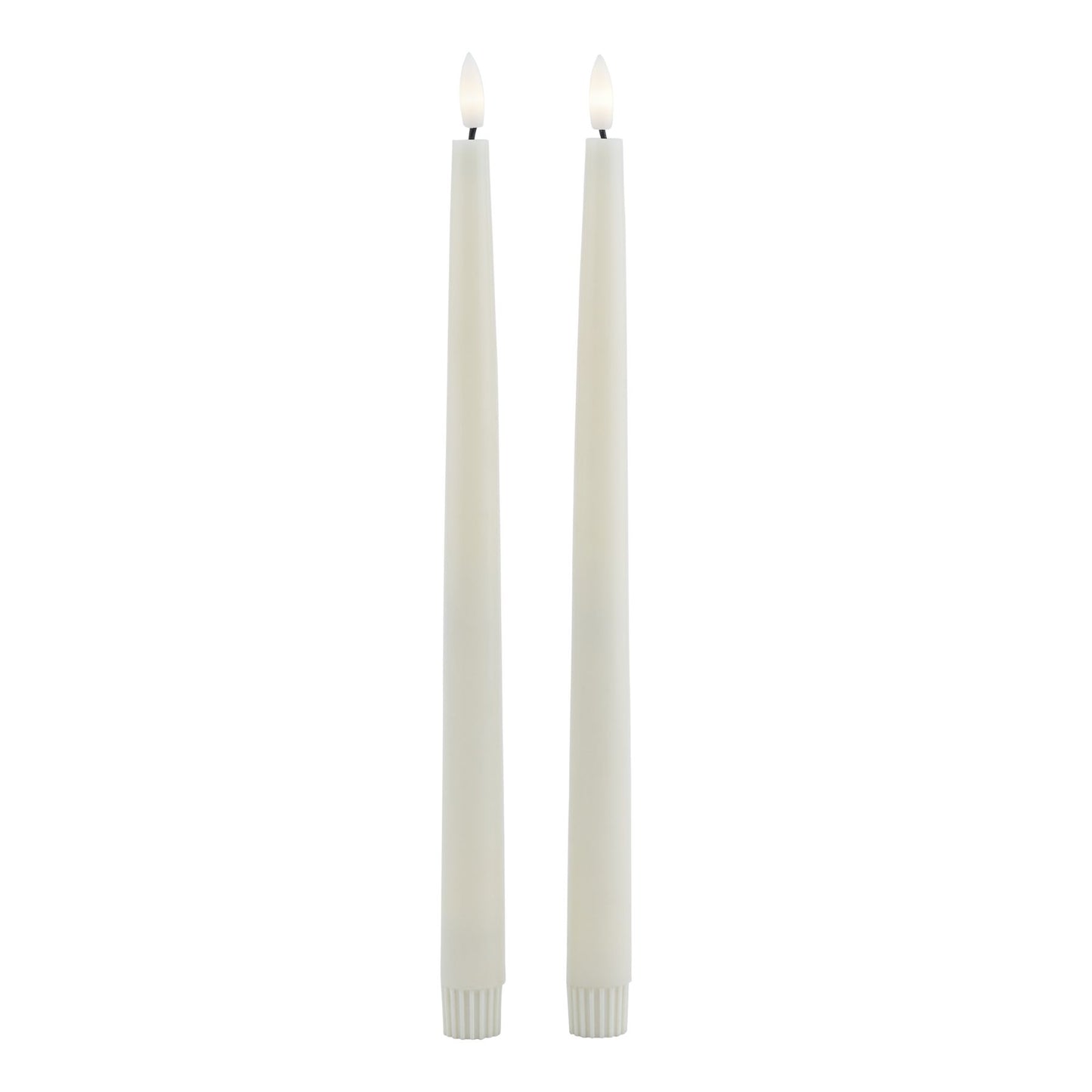 Set of 2 Beige LED Taper Candles with Flickering Flame 25x2cm – Click Style