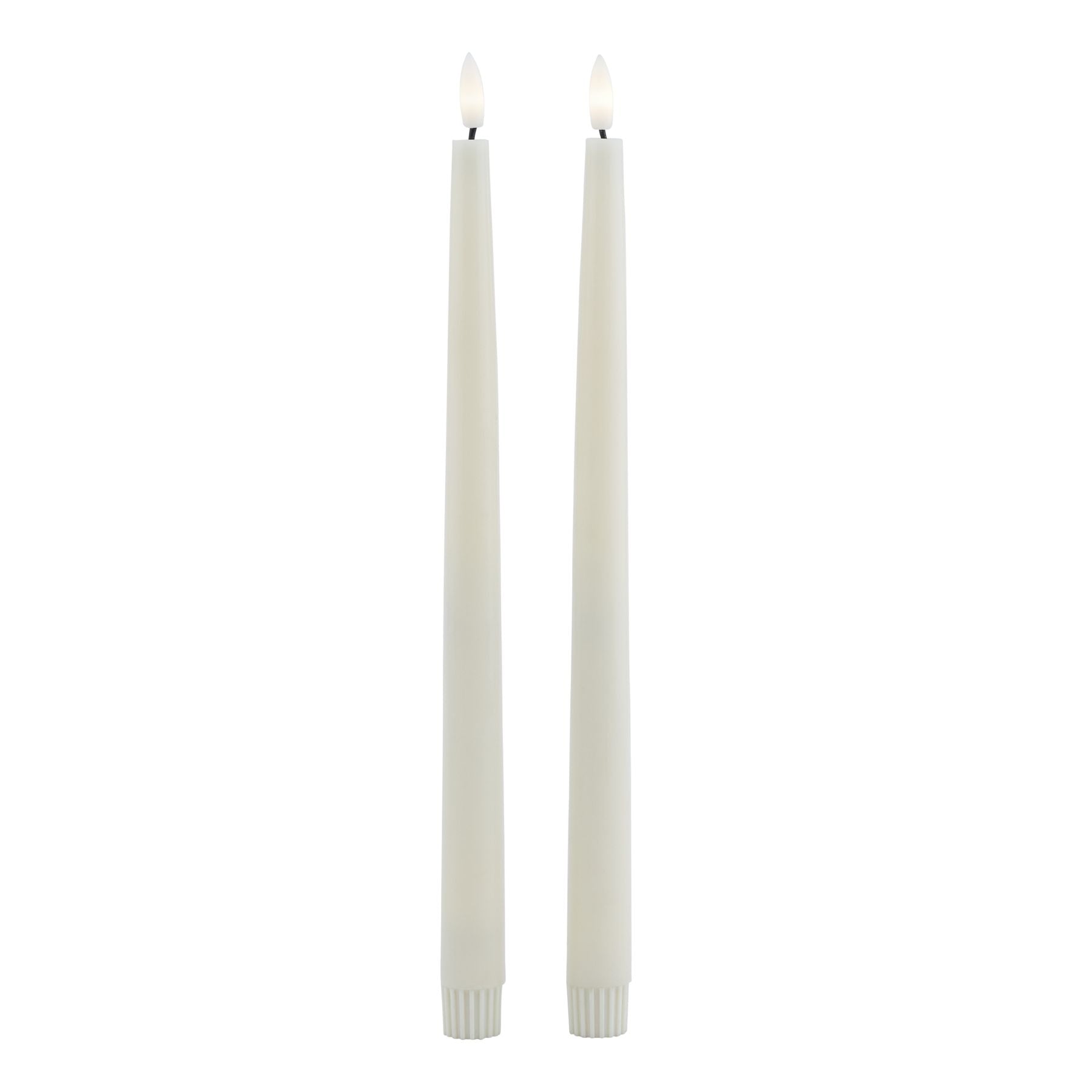 Set of 2 Beige LED Taper Candles with Flickering Flame 25x2cm – Click Style