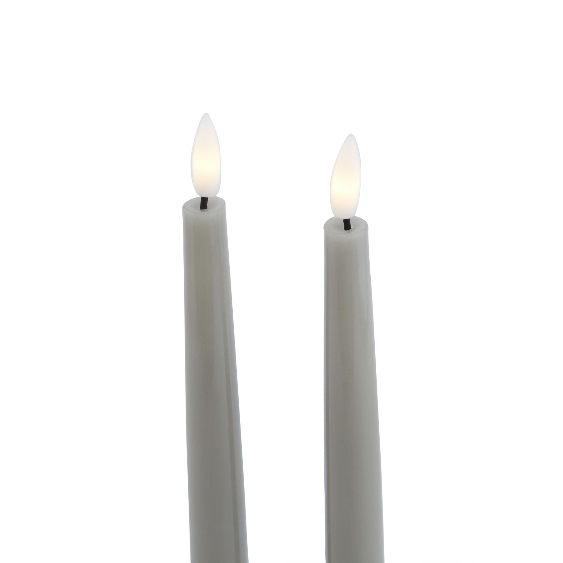 Set of 2 Grey LED Taper Candles with Flickering Flame 25x2cm – Click Style