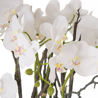 Large Lifelike White Orchid in Stone Pot 70cm