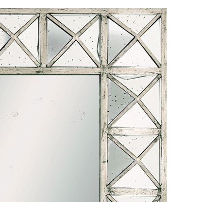 Bronze square wall mirror with triangulated design