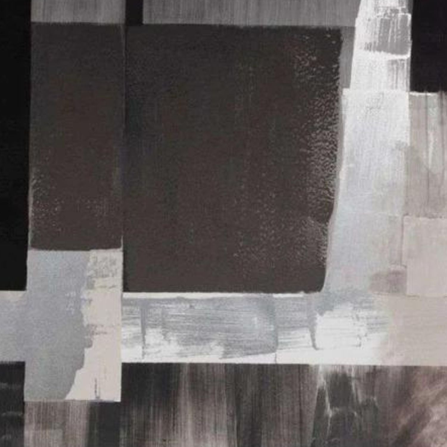 Foil abstract rectangular canvas in black, brown and white