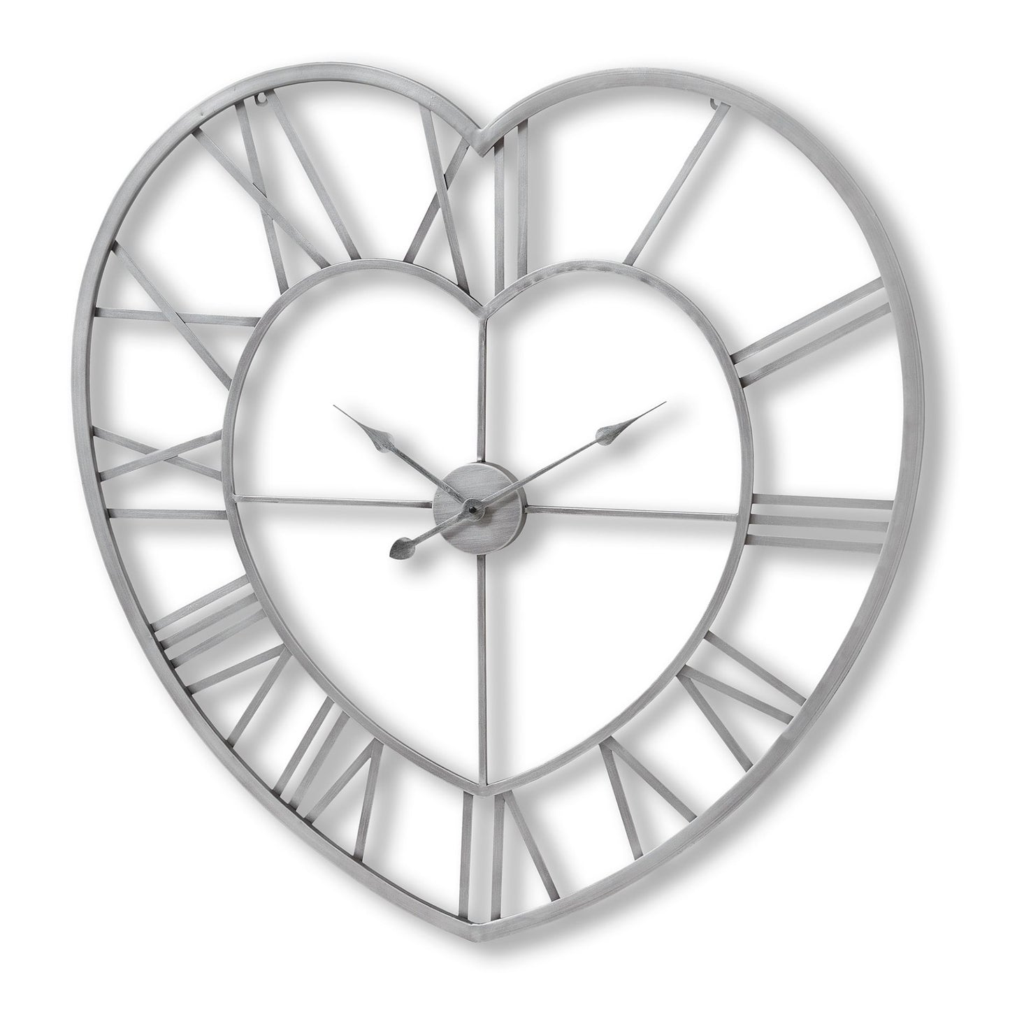 Silver Skeleton Heart Wall Clock