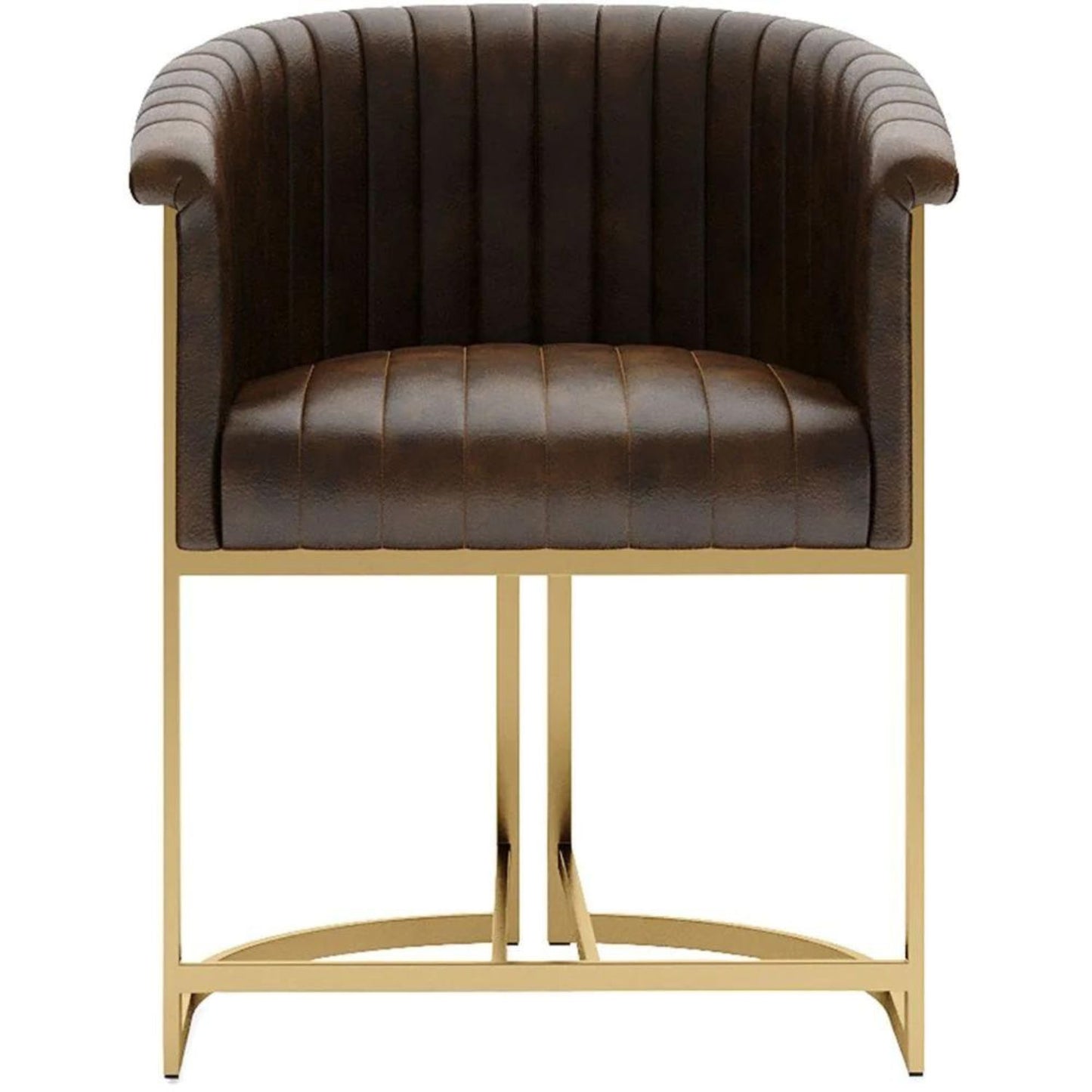 Brown and Gold Leather Chair