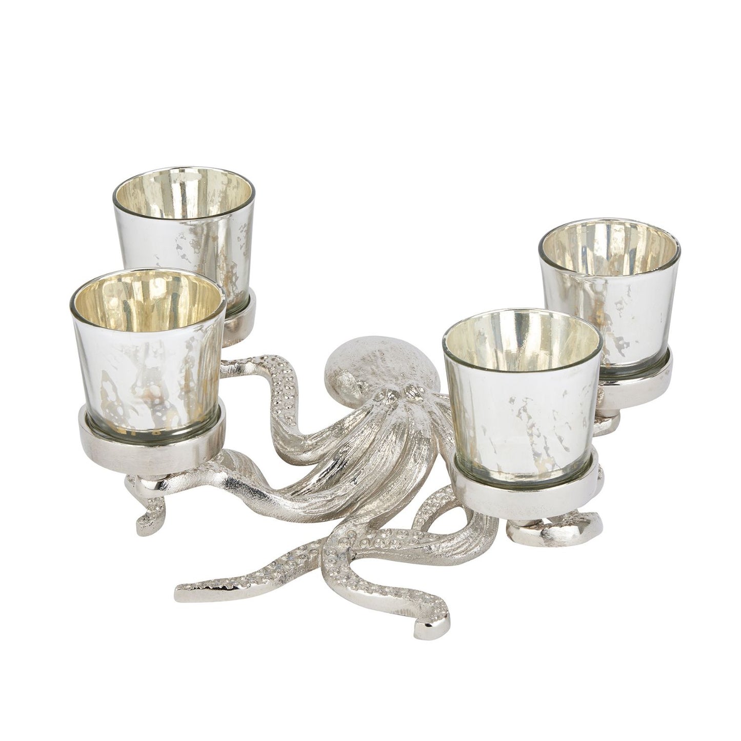 Silver Octopus Tealight Candle Holder with 4 Glass Votives