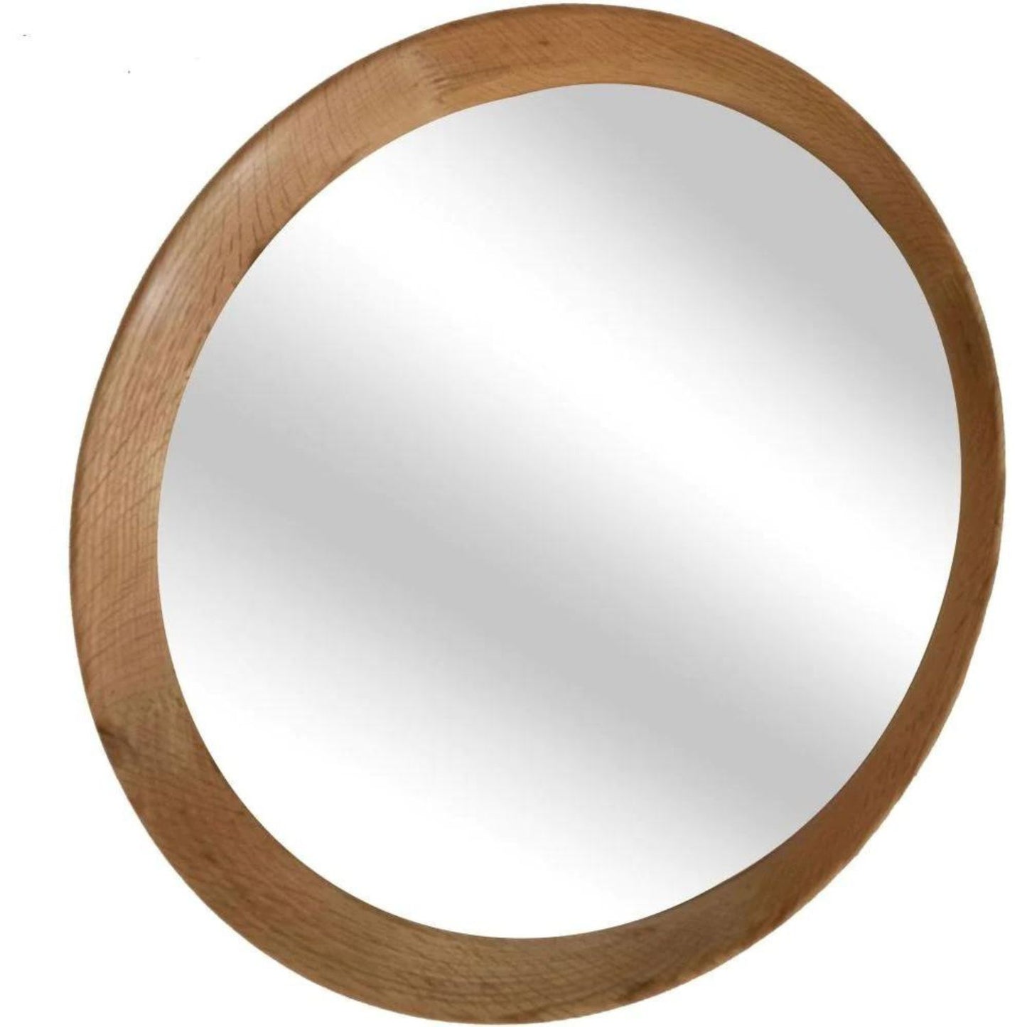 Scandinavian Circular Oak Wall Mirror 96cm