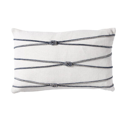 Nautical cushion white and blue with rope detailing 30x50