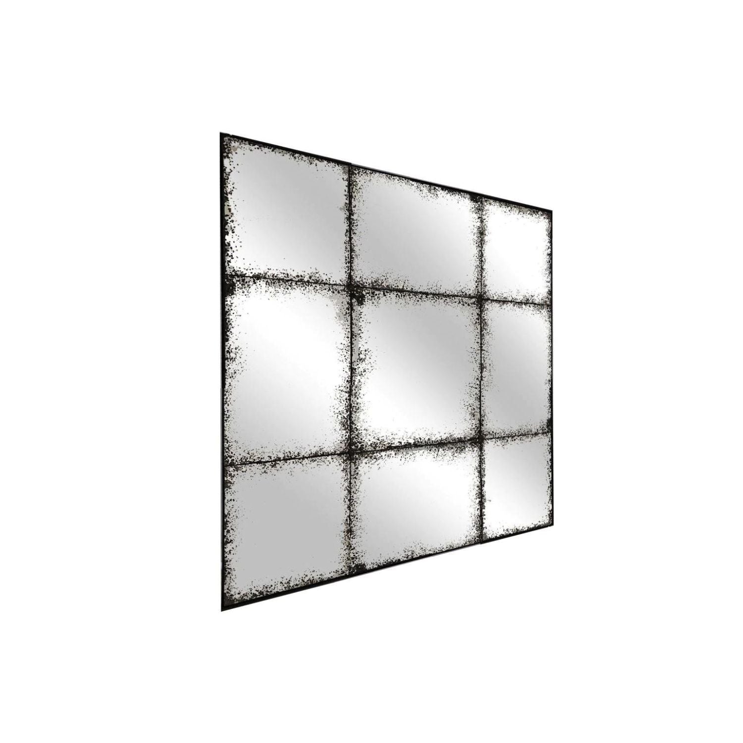 Square Black Window Mirror with Antique Effect