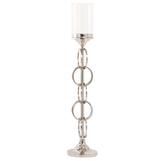 Silver candle holder with loop style design