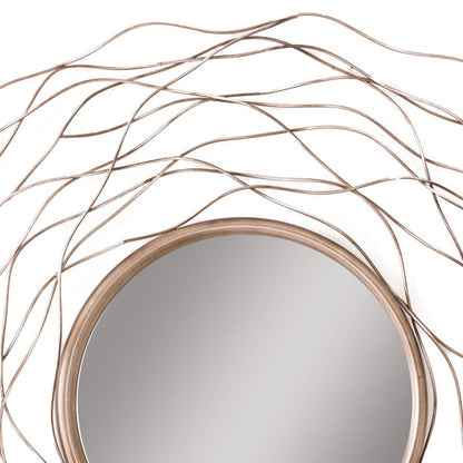 Silver circular wall mirror with orbit design