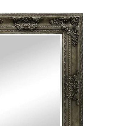 Silver Leaner mirror with regal opulent design